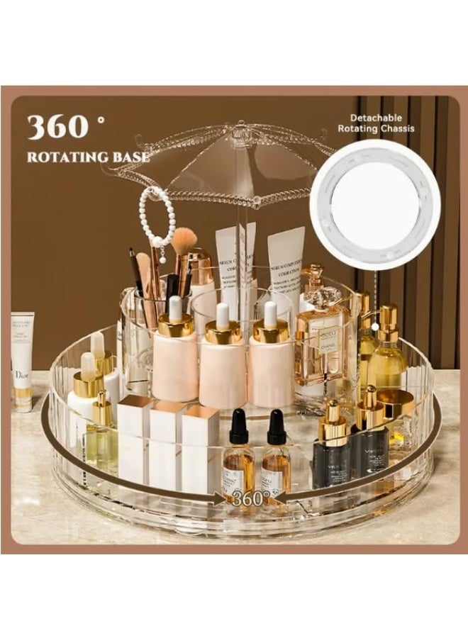 NOVA TECH 360° Rotating Clear Acrylic Makeup & Skincare Organizer – 2-Layer Umbrella Design - Image 2